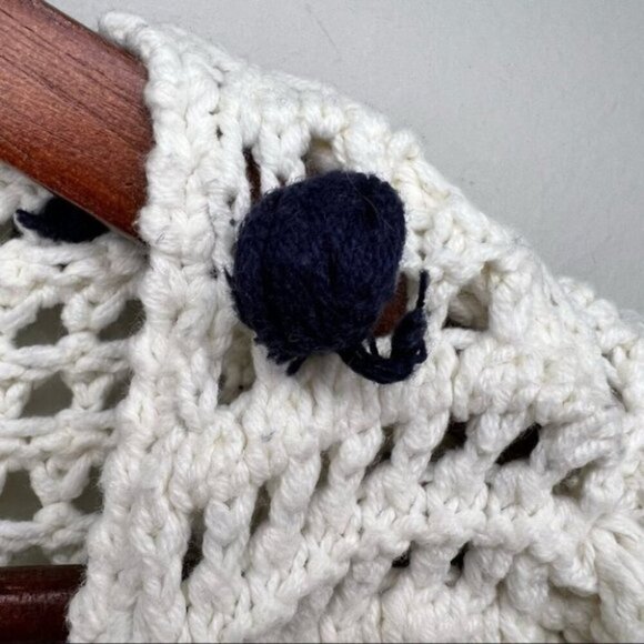 Anthropologie Moth Pom Pom Dot Full Zip Cream Cotton Cardigan Size Small - Picture 9 of 12